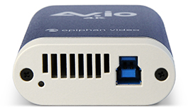 av.io 4K的底部，顯示USB 3輸入